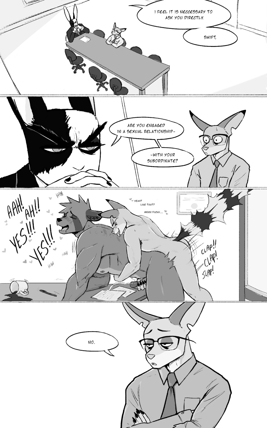&lt;3 4_panel_comic abs absurd_res anal anal_penetration anthro anthro_on_anthro anthro_penetrated anthro_penetrating anthro_penetrating_anthro bent_over_desk blush blush_lines bodily_fluids boyfriends butt cacomistle canid canine clothing coffee_cup coffee_mug container cum cum_while_penetrated cumshot cup doggystyle dress_shirt dripping drooling duo_focus ears_back eebahdeebah ejaculation erection eyes_closed eyewear eyewear_only from_behind_position fur genital_fluids genitals glasses glasses_only greyscale group handjob_while_penetrating hi_res humanoid_genitalia humanoid_penis inner_ear_fluff kubo_(eebahdeebah) lagomorph lars_(eebahdeebah) leporid licking licking_back looking_pleasured love male male/male male_penetrated male_penetrating male_penetrating_male mammal markings masturbation monochrome motion_lines multicolored_body multicolored_fur muscle_tone muscular muscular_anthro muscular_male necktie niko_(eebahdeebah) notched_ear nude office office_clothing open_mouth open_smile orgasm pecs penetration penile penile_masturbation penis pivoted_ears procyonid rabbit raccoon_dog reach_around ring_(marking) ringtail romantic romantic_couple saliva saliva_drip saliva_string sex sharp_teeth shirt simple_background size_difference small_dom_big_sub smile smirk smug smug_face smug_grin sound_effects spilled_coffee spilled_drink standing standing_doggystyle standing_sex suit_symbol tail_markings tanuki teeth tongue tongue_out topwear tuft two_tone_body two_tone_fur wide_eyed