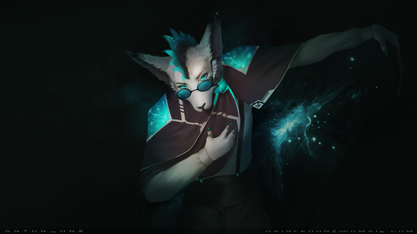 anthro antonhnz beautiful body canid canine canis character clock clothing com constellation creek drawing fantasy fox furry hi_res hnz invalid_tag krakka male mammal paint photoshop picarto portrait poster sfw solo space star suit watch wolf