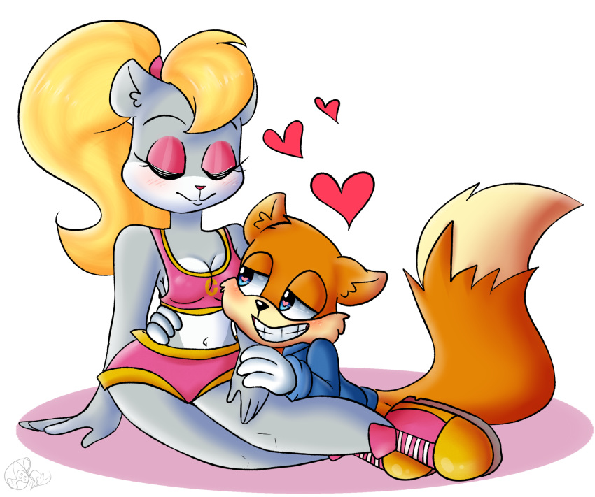 &lt;3 &lt;3_eyes anthro berri big_breasts blonde_hair blue_eyes breasts canon_couple chipmunk cleavage clothed clothing conker conker's_bad_fur_day daww duo eyes_closed female fur grin ground_squirrel hair half-closed_eyes hand_on_hand hand_on_hip hi_res looking_at_another love male male/female mammal narrowed_eyes navel rareware rodent romantic romantic_ambiance romantic_couple sciurid sitting smile teeth tree_squirrel video_games yoshiyoshi700