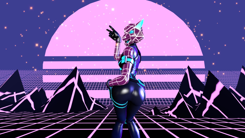 3d_(artwork) absurd_res animal_humanoid big_butt butt canid canid_humanoid clothing digital_media_(artwork) epic_games female fortnite gesture hi_res huge_filesize humanoid looking_at_viewer mammal mammal_humanoid neonx_45 pose presenting solo solo_focus source_filmmaker standing v_sign vaporwave video_games