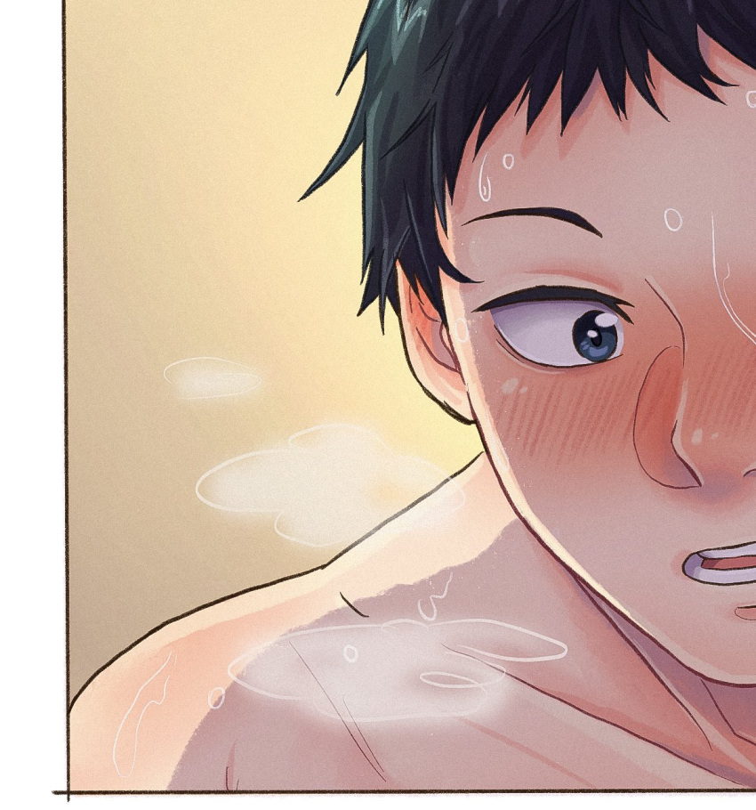 1boy ainudraws bangs black_hair blue_eyes blush cropped haikyuu!! highres kageyama_tobio paid_reward patreon_reward short_hair yaoi