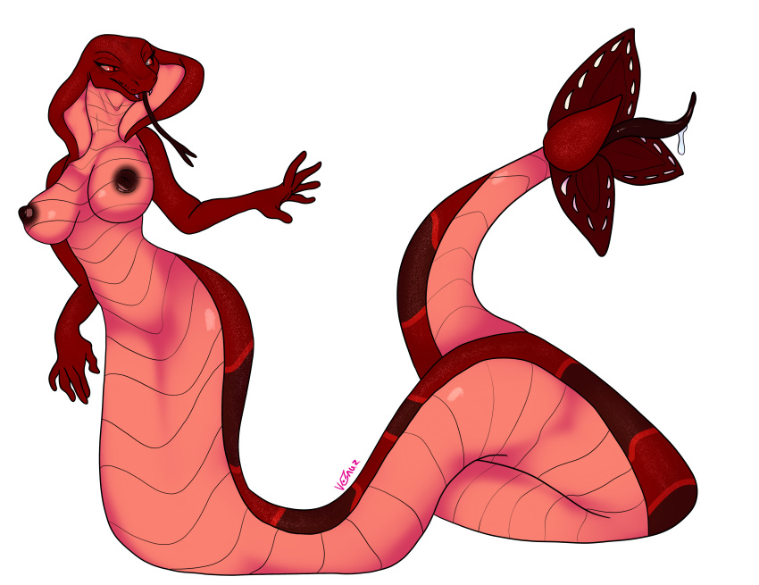 absurd_res anthro apode breasts cobra draconcopode fangs female hi_res humanoid legless naga nicashee nipples open_mouth reptile scales scalie serpentine snake solo tail_mouth taur titanoboa unusual_anatomy unusual_tail v-nus