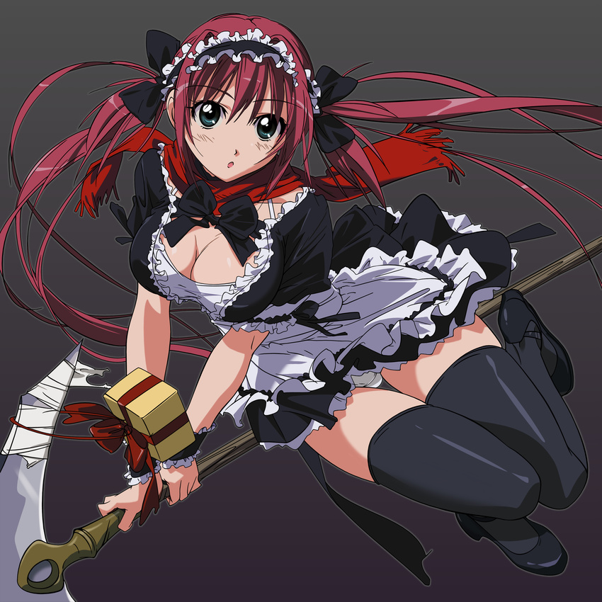 airi cleavage maid pantsu queen's_blade takamura_kazuhiro thigh-highs vector