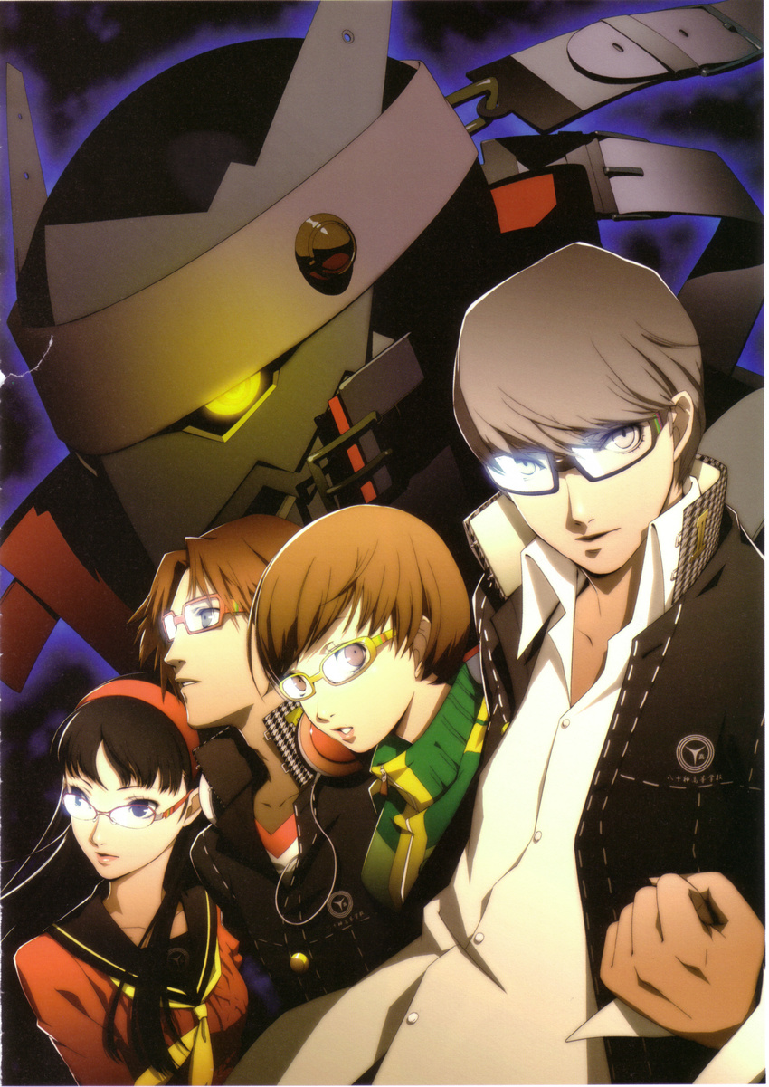 amagi_yukiko hanamura_yousuke megaten persona persona_4 satonaka_chie seifuku seta_souji soejima_shigenori