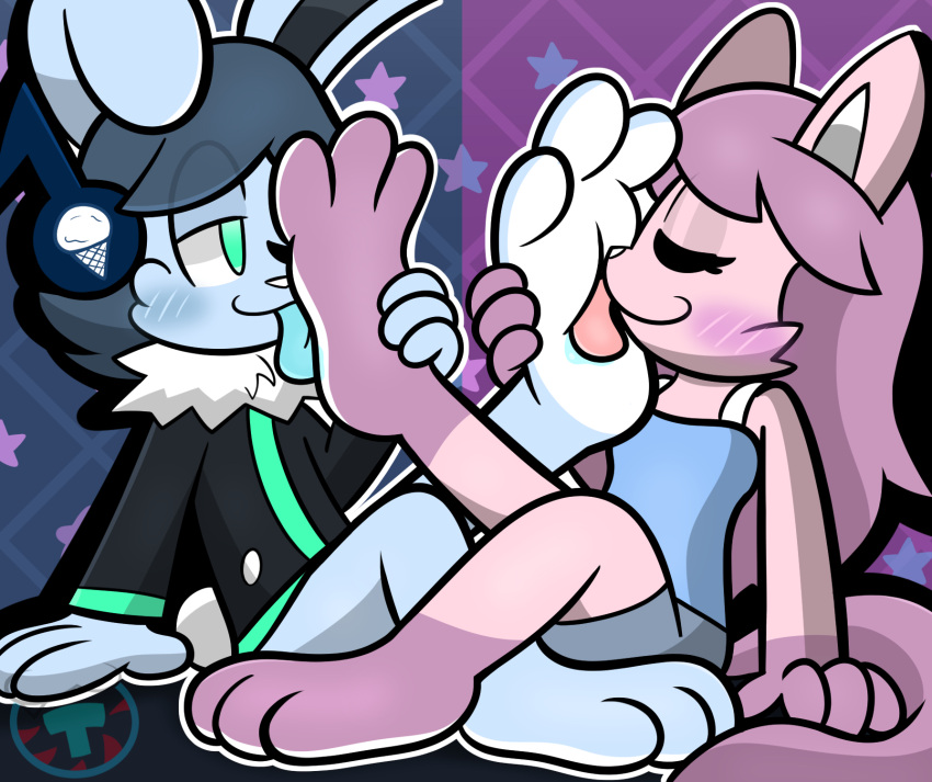 anthro blush duo enjoying eyes_closed feet female female_licking_male fleta_(mintytempest) foot_fetish foot_lick foot_play happy hi_res licking male male/female mintytempest mutual_foot_worship note_(mintytempest) raised_foot soles toes tongue tongue_out