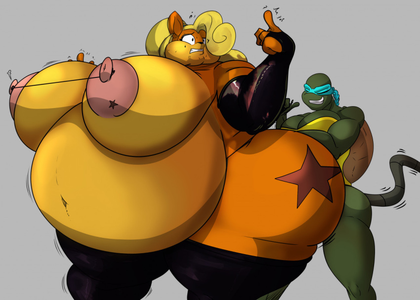 activision anthro big_breasts breasts clothing coco_bandicoot crash_bandicoot_(series) crossover duo female female/female legwear nipples obese obese_anthro overweight overweight_anthro shinysteel teenage_mutant_ninja_turtles thick_thighs thigh_highs venus_de_milo_(tmnt) video_games weight_gain