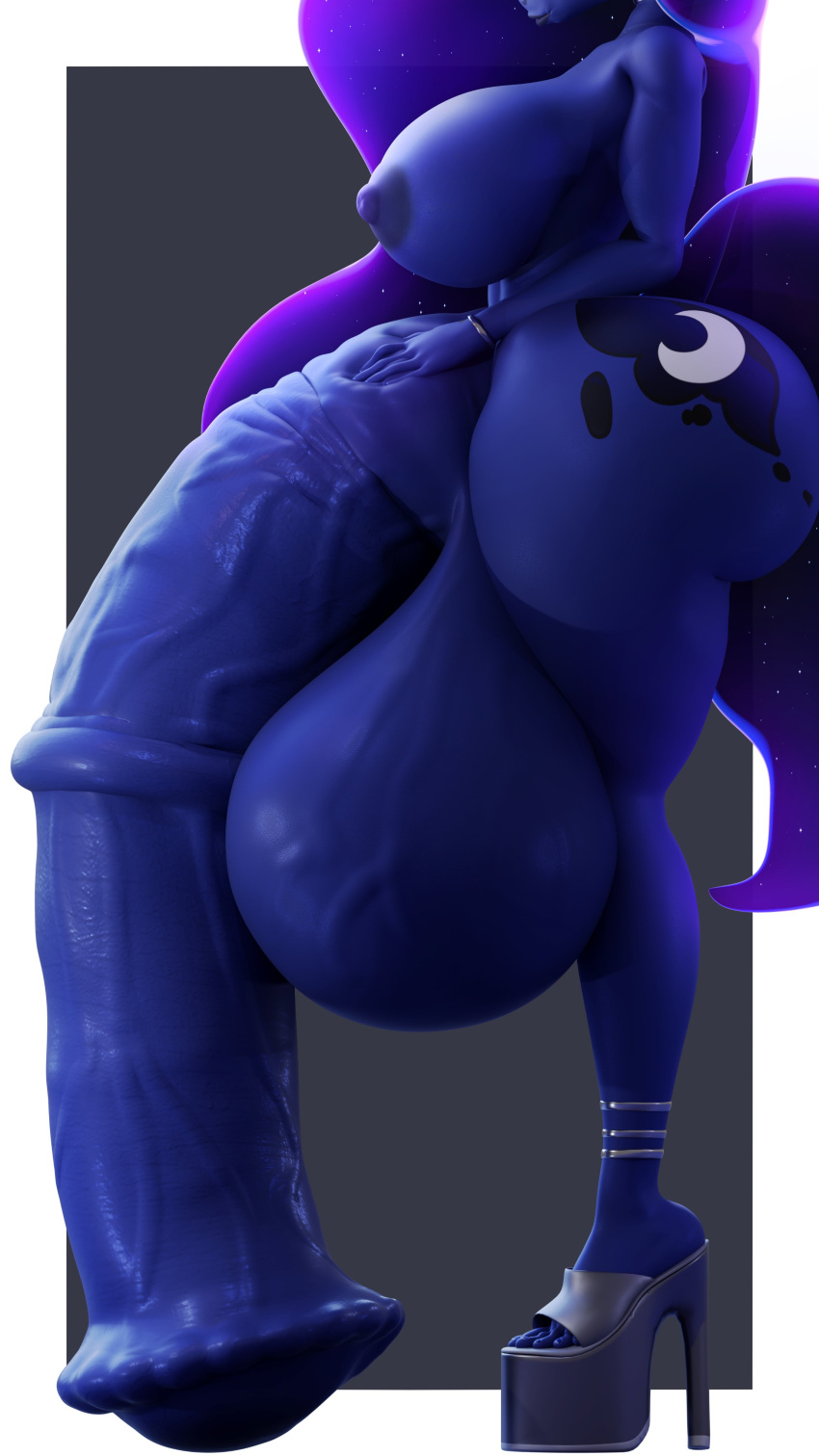 2022 3d_(artwork) absurd_res animal_genitalia animal_penis anthro areola balls big_balls big_penis blue_balls blue_penis breasts clothing crossgender cutie_mark digital_media_(artwork) equid equine_penis feet fingers footwear friendship_is_magic ftg_crossgender fti_crossgender genitals gynomorph hasbro hi_res huge_balls huge_penis hyper hyper_balls hyper_genitalia hyper_penis intersex lunar57 mammal my_little_pony nipples penis princess_luna_(mlp) side_view simple_background solo toes