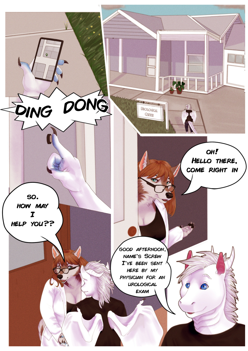 absurd_res age_difference anthro big_breasts blue_eyes blue_hands breasts building by_kanou canid canine canis cellphone claws clothed clothing colored comic dialogue digital_media_(artwork) domestic_dog dragon duo english_text female fingers fur hair hi_res holding_object horn house husky kanou kanou_(character) larger_female male male/female mammal multicolored_body nordic_sled_dog older_female orange_hair outside phone scales scalie screw_the_shadow_walker shaded size_difference sketch sky smaller_male smile spitz text western_dragon white_body white_fur white_scales wings young younger_male