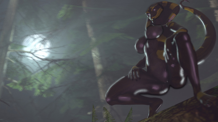 3d_(artwork) anthro big_breasts black_body black_skin breasts butt cobra cobra_(petruz) digital_media_(artwork) female forest genitals hi_res hood irondragon5150 moon plant presenting presenting_pussy pussy reptile scales scalie snake solo source_filmmaker spread_legs spreading tail tongue tongue_out tree