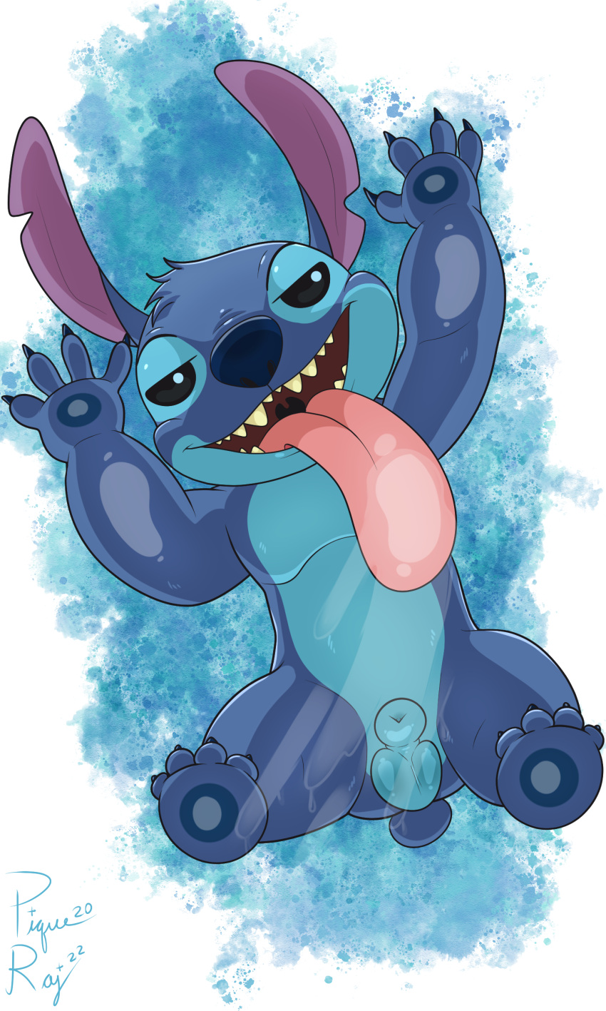 absurd_res alien animal_genitalia balls disney experiment_(lilo_and_stitch) genitals hi_res lilo_and_stitch looking_at_viewer male sheath stitch_(lilo_and_stitch) the_purple_wolf_guy tongue