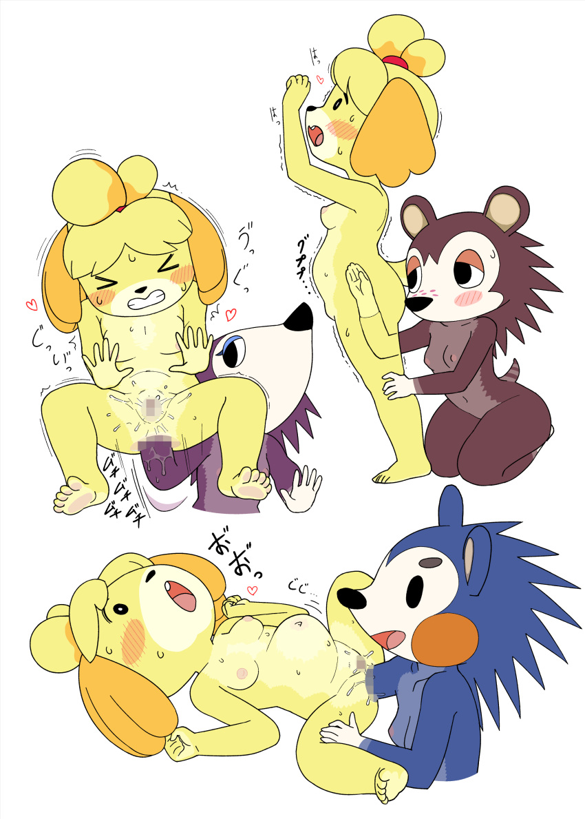 absurd_res anal anal_fisting anal_penetration animal_crossing canid canine canis domestic_dog eulipotyphlan female female/female fisting hedgehog hi_res isabelle_(animal_crossing) labelle_able mabel_able mammal nintendo o-den penetration sable_able video_games