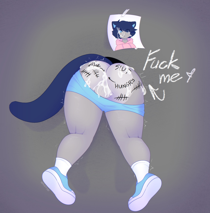 absurd_res anthro anus asusya balls blue_eyes blue_hair bodily_fluids butt clothed clothing converse cum cum_in_ass cum_inside cum_on_butt cum_on_face cum_on_photo digital_media_(artwork) domestic_cat english_text felid feline felis footwear genital_fluids genitals girly grey_body hair henkalya_(princehenkalya) hi_res male mammal panties panties_down partially_clothed photo public public_nudity public_sex public_use sex shaded shaking shoes simple_background sneakers socks solo text text_on_body through_wall trembling underwear underwear_down