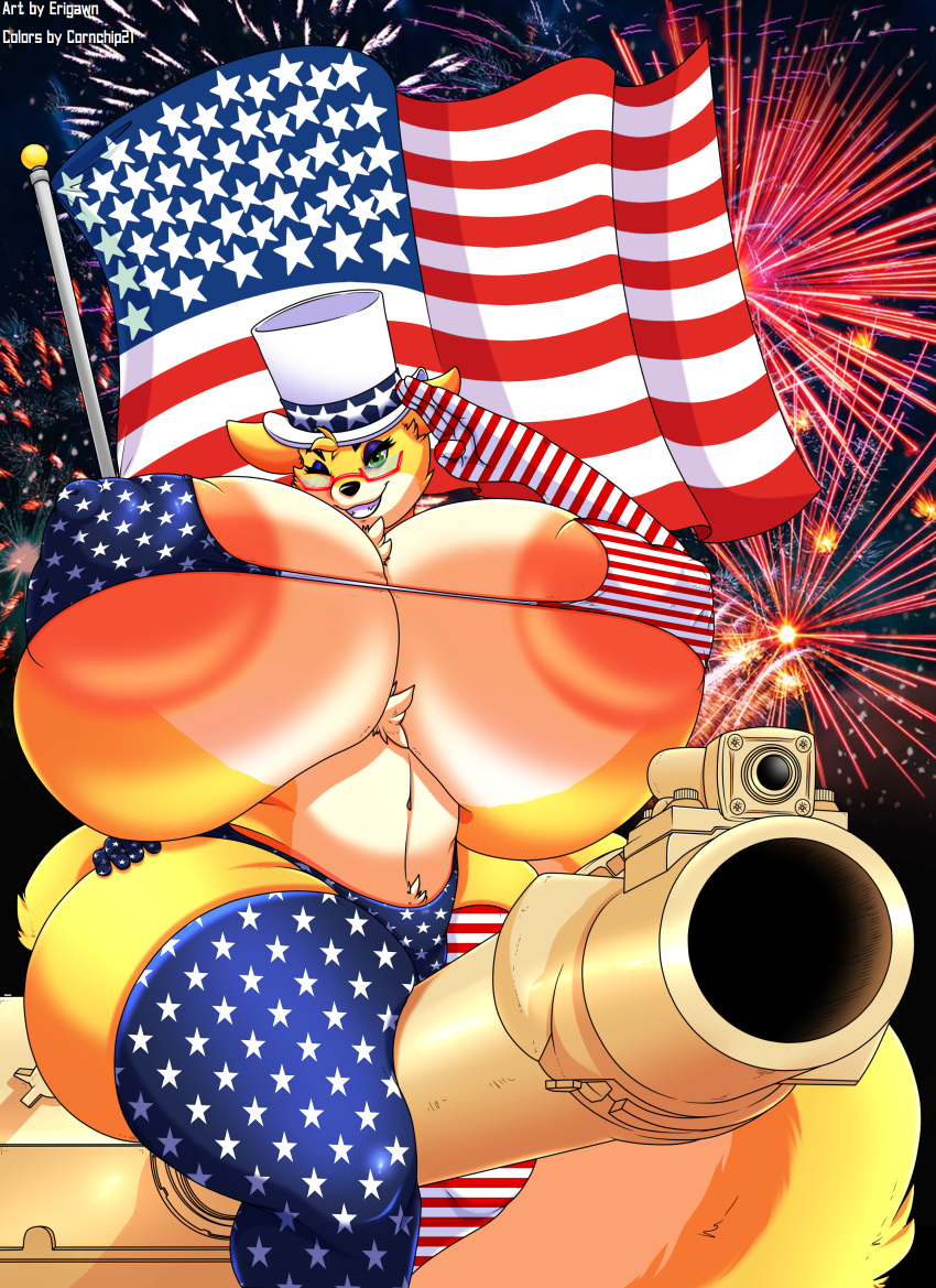 4th_of_july absurd_res anthro areola big_breasts bikini breasts canid canine clothing cornchip21 erigawn eyewear female fireworks flag fox gesture glasses green_eyes hand_on_hip hat headgear headwear hi_res huge_breasts huge_hips huge_thighs hyper hyper_breasts leggings legwear looking_at_viewer lt._fox_vixen mammal navel nipple_outline one_eye_closed pink_areola salute sek_studios smile solo squirrel_and_hedgehog stars_and_stripes swimwear tank thick_thighs top_hat united_states_of_america vehicle wide_hips