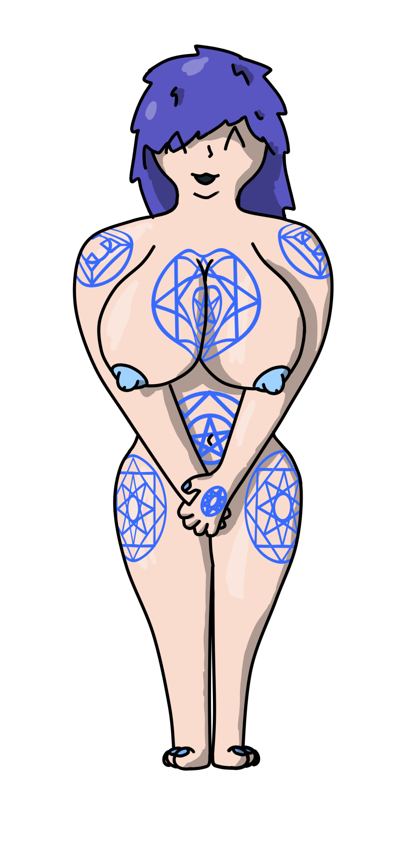 5_fingers absurd_res barefoot big_breasts breasts cassandra_(thewhiteorbit) feet female fingers hair hi_res huge_breasts human humanoid looking_at_viewer mammal markings navel nipples not_furry nude re-logic simple_background solo terraria thewhiteorbit(two) thick_thighs