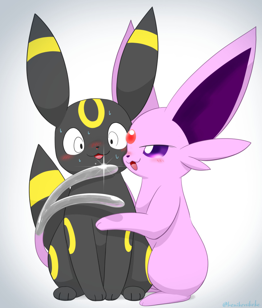 3_toes ambiguous_gender big_ears black_body black_ears black_fur black_nose black_tail blush bodily_fluids canid cheek_tuft colored constricted_pupils digital_media_(artwork) duo ear_markings eeveelution espeon facial_markings facial_tuft feet felid feline feral forehead_gem forehead_markings forked_tail front_view full-length_portrait fur grey_tail head_markings hi_res kemono kenikenikeke leg_markings looking_at_another mammal markings metallic_body monotone_body monotone_ears monotone_fur multicolored_body multicolored_ears multicolored_fur multicolored_tail nervous nervous_smile nintendo no_sclera open_mouth open_smile paws pink_body pink_ears pink_fur pink_tail pok&eacute;mon pok&eacute;mon_(species) pok&eacute;mon_move portrait pupils purple_eyes purple_inner_ear quadruped ring_(marking) ringtail simple_background sitting small_pupils smile sweat sweatdrop tail_coil tail_markings toes tuft two_tone_body two_tone_ears two_tone_fur two_tone_tail umbreon unusual_anatomy unusual_tail video_games white_background white_pupils yellow_body yellow_ears yellow_fur yellow_markings yellow_tail