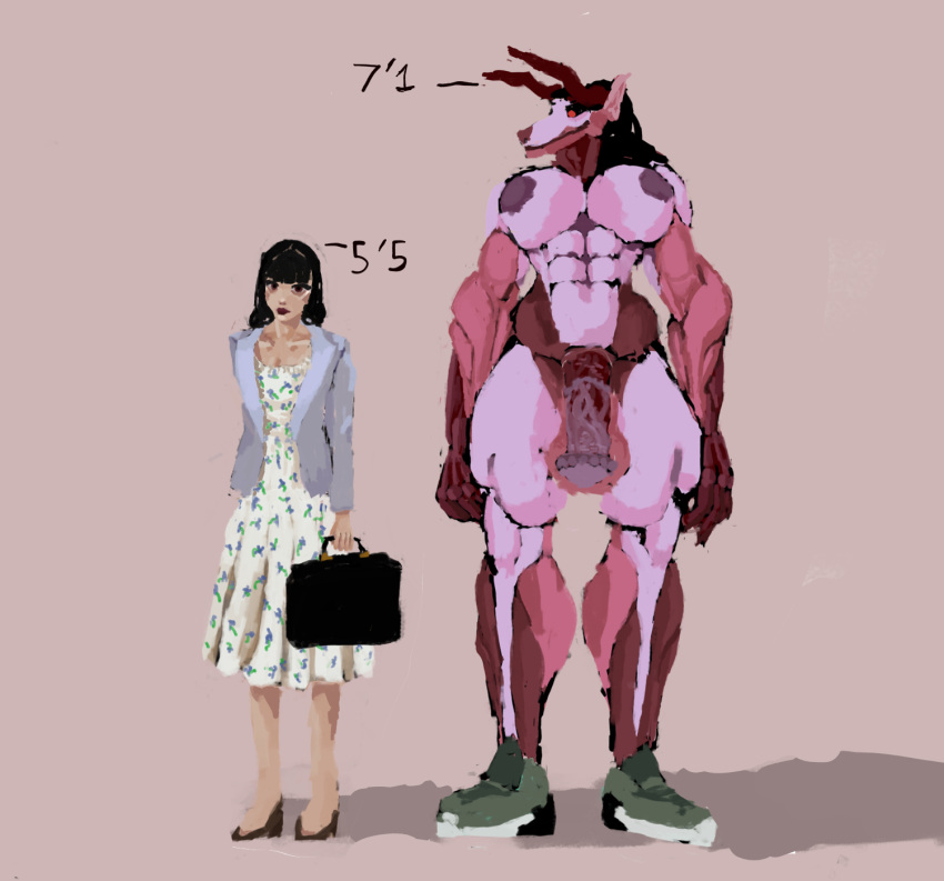 anthro big_penis comparison demon duo female female/female genitals gynomorph hawai hi_res intersex metsikus muscular penis shimes