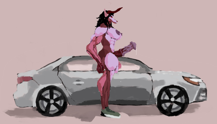 anthro comparison demon erection gynomorph hawai hi_res intersex metsikus muscular size_difference solo toyota_corolla