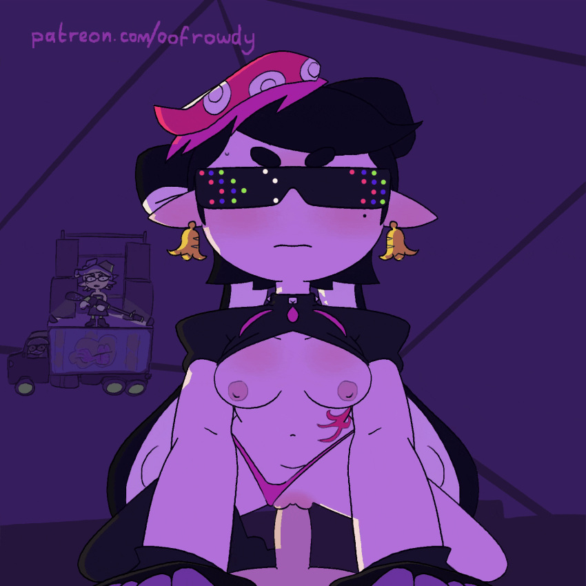 animated areola arm_support beauty_mark black_clothing black_fingerless_gloves black_gloves black_hair black_handwear blush bodily_fluids bouncing_breasts breasts callie_(splatoon) cephalopod clothed clothed_sex clothing clothing_aside cowgirl_position ear_piercing female female_focus female_on_top female_penetrated fingerless_gloves first_person_view from_front_position genitals gloves hair hairless_pussy handwear hi_res humanoid humanoid_pointy_ears inkling kneeling light-skinned_female light-skinned_male light_body light_skin long_hair looking_at_viewer male male/female male_penetrating male_penetrating_female male_pov marie_(splatoon) marine medium_breasts mole_under_eye mollusk navel nintendo nipples on_bottom on_top oofrowdy panties panties_aside penetration penile penile_penetration penis penis_in_pussy piercing pseudo_hair pussy sex short_hair splatoon splatoon_(series) spread_legs spreading squid_sisters_(splatoon) sweat tentacle_hair tentacles underwear underwear_aside vaginal vaginal_penetration video_games white_hair