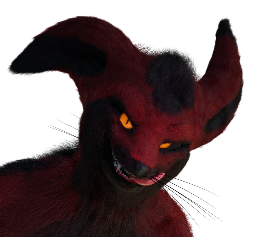 alpha_channel ambiguous_gender anthro black_body black_fur creepy_smile danger_n00dle feral fur glowing glowing_eyes hair hi_res humanoid licking licking_lips looking_at_viewer n00dle pupils racf92 red_hair rendered rexouium simple_background slit_pupils smile solo tongue tongue_out transparent_background vore