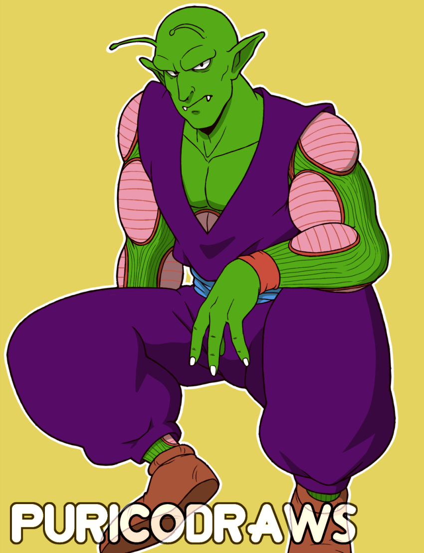 alien antennae_(anatomy) dragon_ball frown green_body hi_res humanoid_pointy_ears male muscular namekian piccolo purico solo