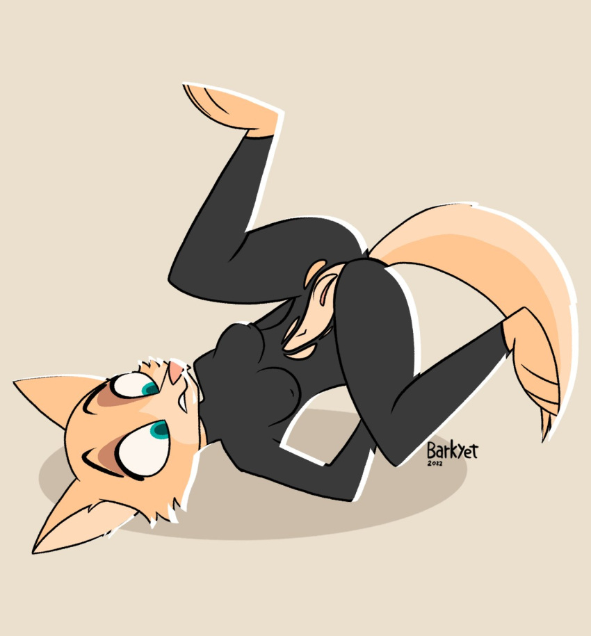 anthro barkyeet black_clothing black_suit breasts canid canine canis clothed clothing digital_media_(artwork) female fox fur genitals green_eyes hi_res mammal pussy simple_background solo spread_legs spreading suit torn_clothing