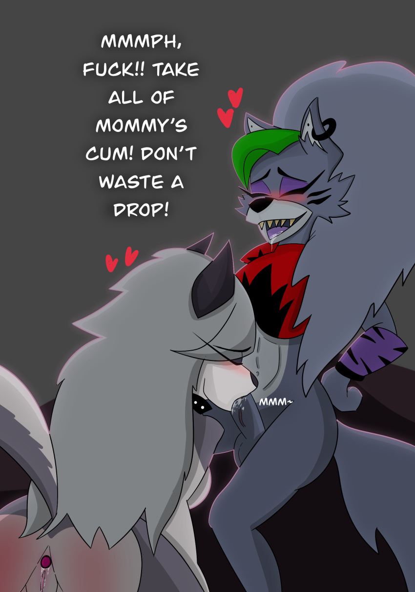 absurd_res anal anal_penetration animatronic anthro blush bodily_fluids breasts buttplug buttplug_in_ass buttplug_insertion canid canid_demon canine canis clothed clothing cum cum_in_mouth cum_inside demon dirty_talk drooling duo ejaculation eyes_closed fellatio female female/female five_nights_at_freddy's five_nights_at_freddy's:_security_breach genital_fluids hellhound helluva_boss hi_res kneeling looking_pleasured loona_(helluva_boss) machine mammal oral orgasm partially_clothed penetration penile plug_(sex_toy) plug_insertion robot roxanne_wolf_(fnaf) saliva scottgames sex sex_toy sex_toy_in_ass sex_toy_insertion theevagabutt video_games wolf