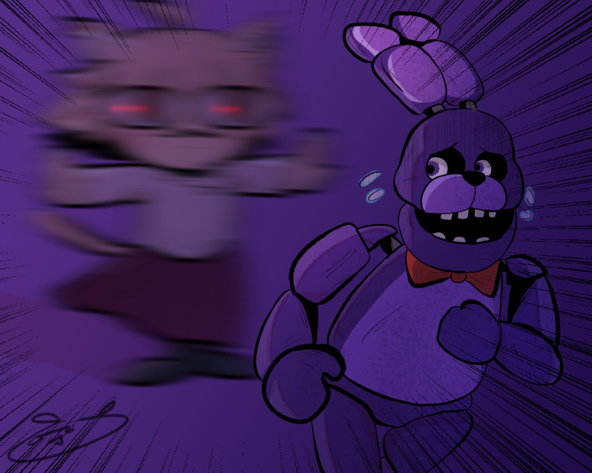 2023 :3 animal_humanoid animatronic anthro awlowl black_clothing black_feet black_footwear black_nose black_sclera blank_stare blonde_hair bodily_fluids bonnie_(fnaf) bottomwear bow_(feature) cat_humanoid chasing clothing digital_drawing_(artwork) digital_media_(artwork) domestic_cat duo eyebrows feet felid felid_humanoid feline feline_humanoid felis female five_nights_at_freddy's floating_boy_chases_running_boy flowing_clothing footwear hair highlights_(coloring) humanoid humor inner_ear_fluff lagomorph leporid light_body light_skin long_ears looking_at_another looking_back looking_back_at_another machine male mammal mammal_humanoid meme mitten_hands motion_blur neco-arc neco_spirit pale_skin pupils purple_background purple_body purple_bottomwear purple_clothing purple_skirt rabbit raised_inner_eyebrows red_bow red_pupils robot running running_away scared scottgames shaded signature simple_background skirt slit_pupils standing sweat sweatdrop sweater t-pose tail topwear tsukihime tuft type-moon white_clothing white_inner_ear_fluff white_sweater white_topwear yellow_tail