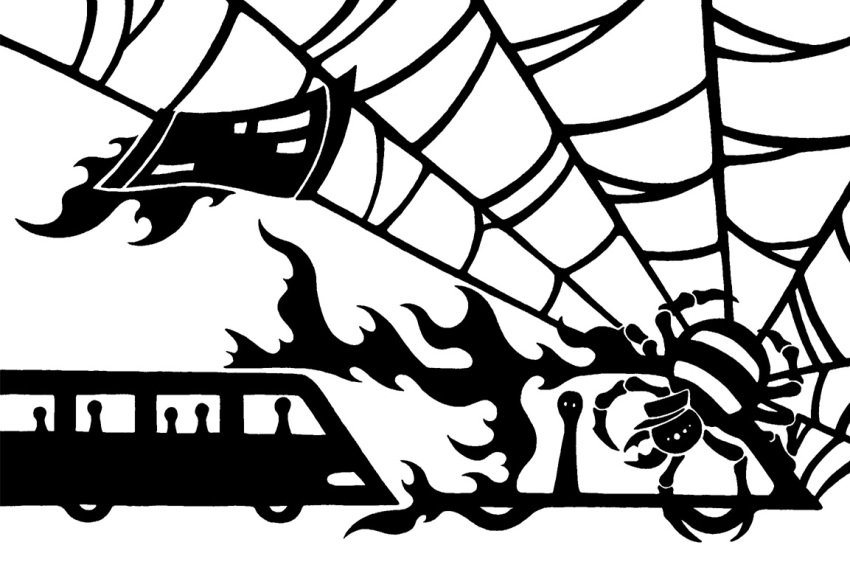 2015 ambiguous_gender arachnid arthropod arthropod_abdomen arthropod_webbing black_and_white bus clothing commercial_vehicle digital_drawing_(artwork) digital_media_(artwork) feral fire group hat hat_only headgear headgear_only headwear headwear_only human larger_feral mammal monochrome mostly_nude mostly_nude_feral pedipalps public_transportation scp-342 scp_foundation silhouette simple_background size_difference smaller_human spider spider_web striped_abdomen stripes sunnyclockwork ticket vehicle vehicle_for_hire wheel white_background