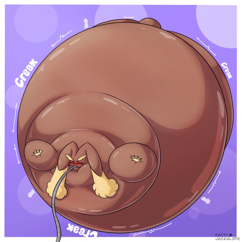 2024 air_inflation anthro belly belly_expansion belly_inflation big_belly blush body_inflation border brown_body brown_ears brown_tail cel_shading colored creaking digital_media_(artwork) expansion eyebrows eyelashes eyes_closed fattyjakalope female floating forced forced_inflation generation_4_pokemon grey_hose hi_res hose hose_in_mouth hose_inflation hyper hyper_belly hyper_inflation immobile inflation inflation_fetish lagomorph leporid lopunny mammal motion_lines nintendo pink_nose pokemon pokemon_(species) purple_background rabbit round_body scut_tail shaded short_tail signature simple_background solo spherical_inflation swelling tail tan_ear_tuft tan_eyebrows white_border