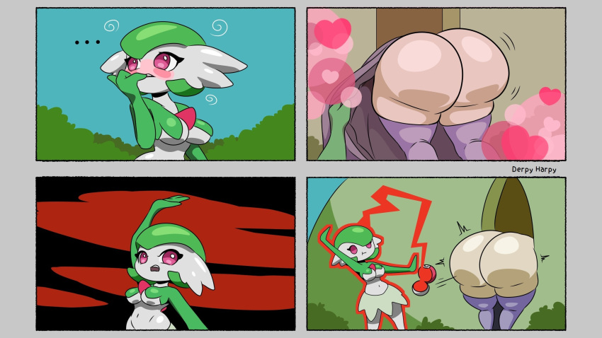 &lt;3 ... assisted_exposure big_breasts big_butt blush blush_stickers bottomwear breasts butt clothed clothing derpyharpy duo exposed_butt eyelashes female gardevoir green_body green_hair hair hex_maniac hi_res huge_butt human humanoid legwear mammal navel nintendo not_furry pale_body pale_skin pok&eacute;ball pok&eacute;mon pok&eacute;mon_(species) purple_clothing purple_eyes purple_legwear purple_thigh_highs raised_arm skirt stuck thigh_highs video_games white_body