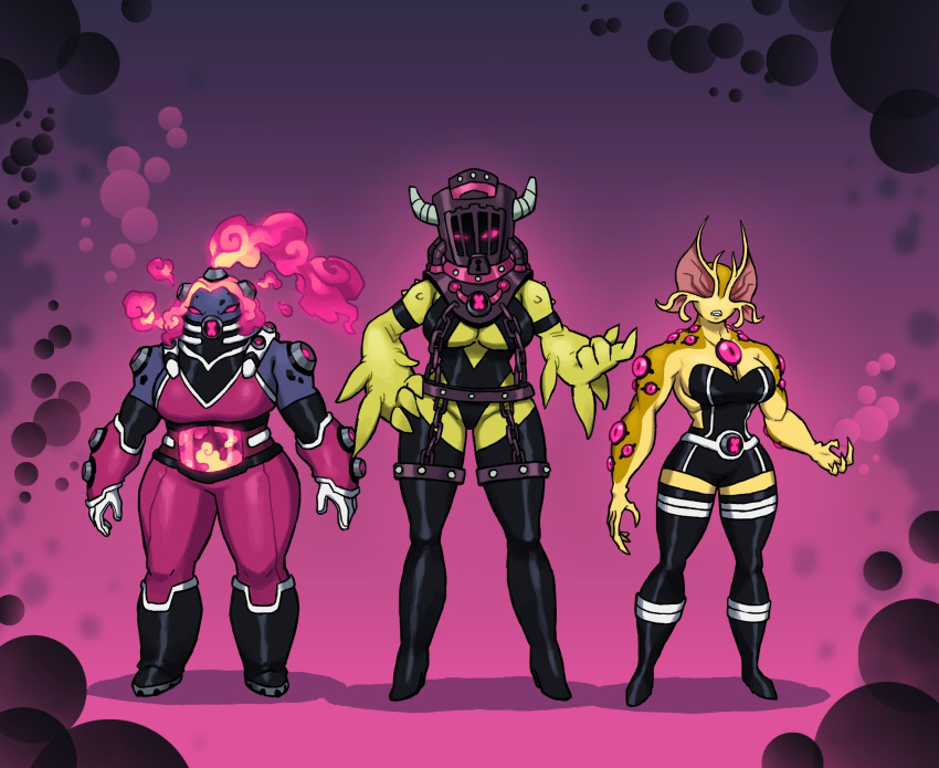 2024 2_horns 4_fingers abstract_background alien alien_humanoid armor armwear bald ben_10 big_breasts big_ears black_armwear black_body black_bodysuit black_boots black_clothing black_footwear black_helmet black_legwear black_leotard black_skinsuit black_thigh_highs bodysuit boots breast_size_difference breasts cage cartoon_network chaquetrix cleavage clothed clothing crossgender curved_horn eltefo23 empty_eyes eye_guy female female_humanoid fingers footwear front_view fumes gas gauntlets gloves grey_body group gutrot handwear headgear helmet hi_res horn horned_humanoid humanoid legwear leotard lock medium_breasts mtf_crossgender multi_eye multicolored_body multicolored_boots multicolored_clothing multicolored_footwear multicolored_legwear multicolored_thigh_highs not_furry open_mouth opticoid palms pink_armor pink_background pink_bodysuit pink_eyes pink_inner_ear pink_pseudo_hair pink_skinsuit pseudo_hair pupils shadow simple_background skinsuit slit_pupils spanish_description teeth thigh_highs tight_clothing toepick trio two_tone_body two_tone_boots two_tone_clothing two_tone_footwear two_tone_legwear two_tone_thigh_highs under_boob unknown_species warts white_boots white_clothing white_footwear white_gloves white_handwear white_horn white_legwear white_thigh_highs yellow_body yellow_ears yellow_skin