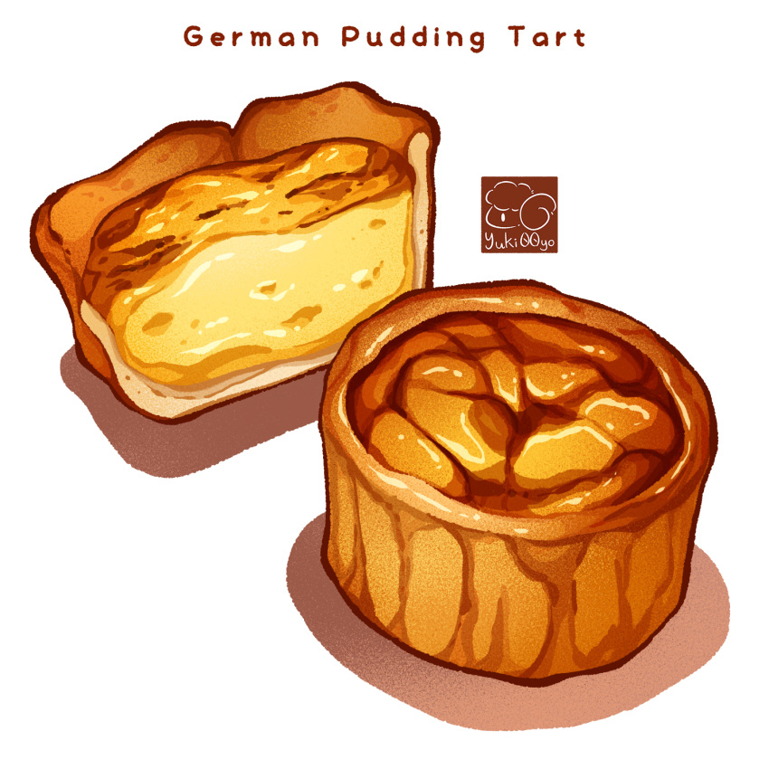 artist_logo food food_focus food_name highres no_humans original pastry pudding pudding_tart simple_background tart_(food) white_background yuki00yo