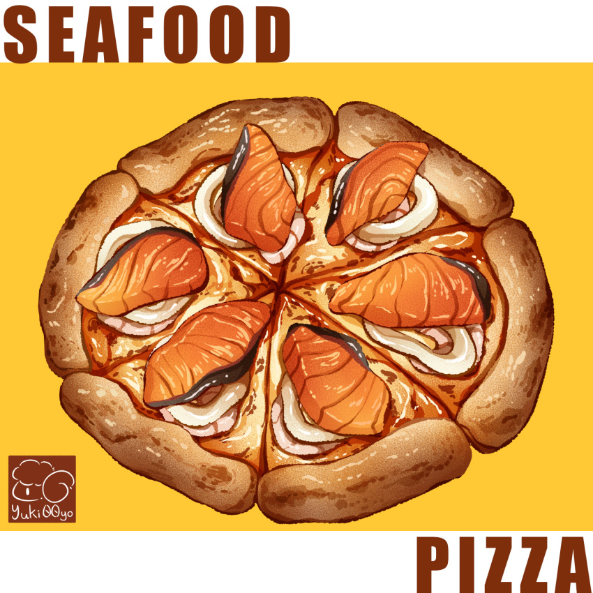 artist_logo cheese fish_(food) food food_focus food_name highres no_humans original pizza yuki00yo