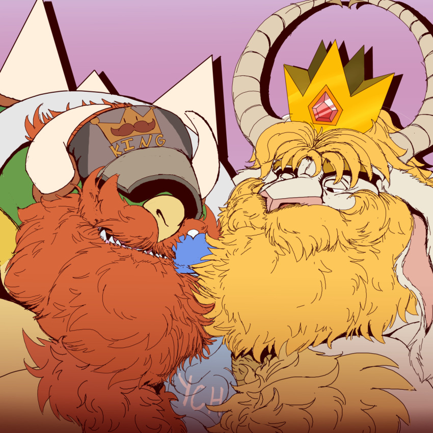 asgore_dreemurr beard bodily_fluids bowser chest_tuft crown cum erection facial_hair first_person_view genital_fluids genitals group hi_res horn king koopa long_beard male male/male mario_bros monster nintendo penis pokenerd8 royalty scalie trio tuft undertale_(series) vein veiny_penis video_games