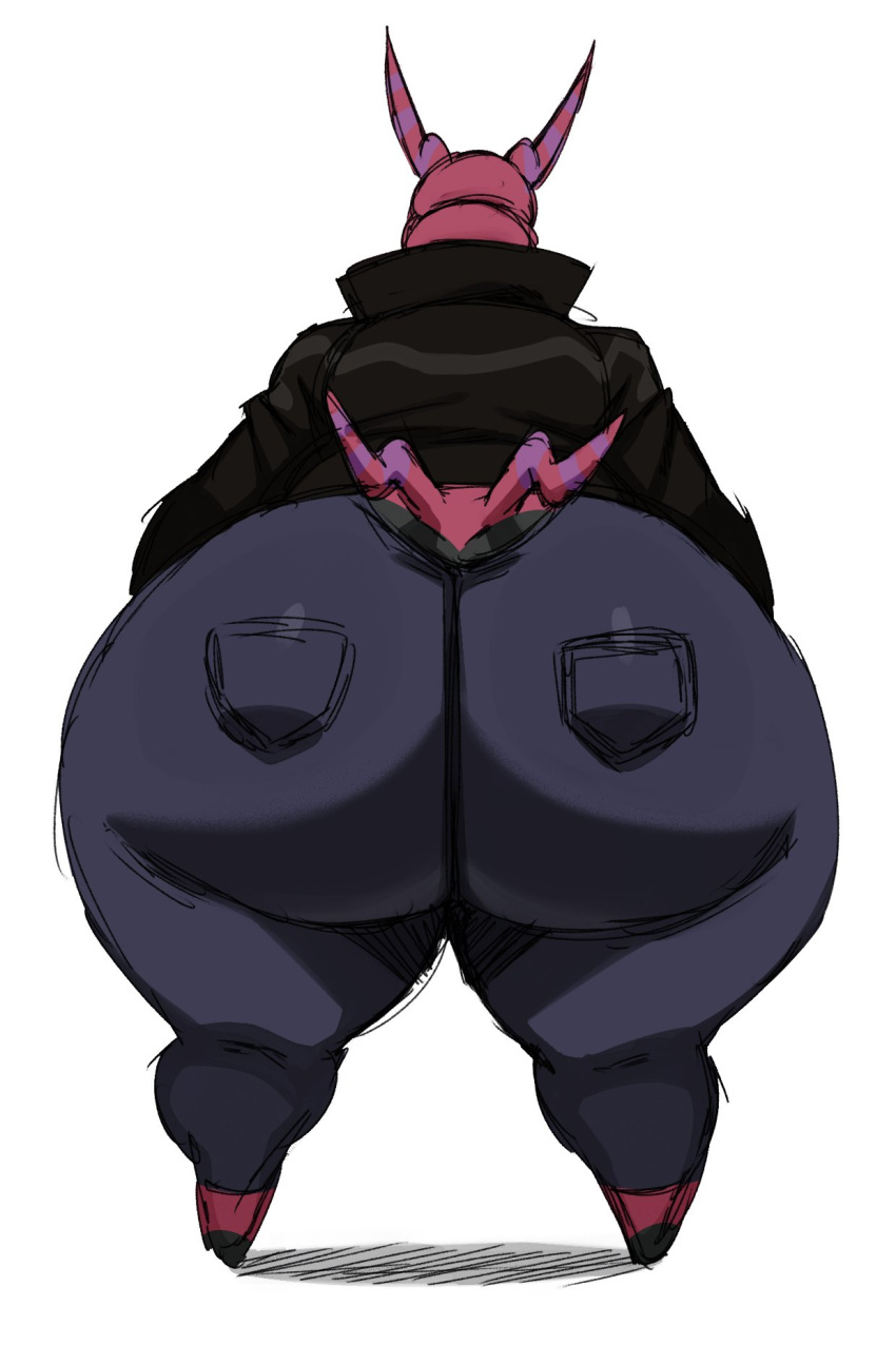 2_tails anthro big_butt butt chubby_female clothed clothing female fully_clothed hi_res huge_butt multi_tail nintendo pear-shaped_figure pok&eacute;mon pok&eacute;mon_(species) purple_body rear_view scolipede solo sssonic2 video_games wide_hips