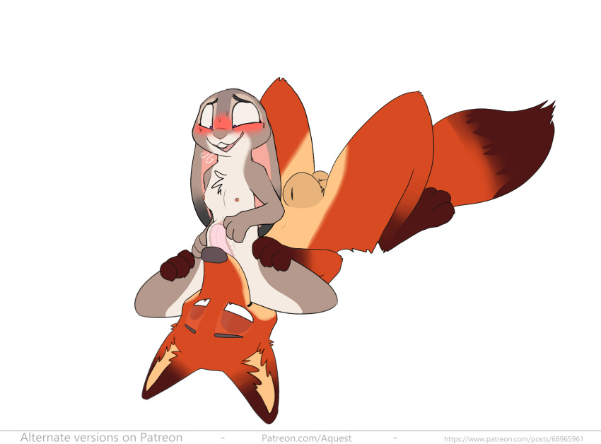 abdominal_bulge animal_genitalia aquest balls blush breasts canid canine chest_tuft cunnilingus deep_cunnilingus disney duo facesitting female fox genitals hi_res internal judy_hopps lagomorph leporid male male/female mammal nick_wilde nude oral rabbit semi-anthro sex sheath small_breasts tuft vaginal zootopia