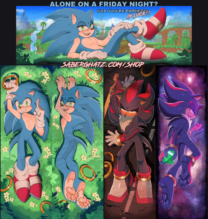 4_toes absurd_res anthro blush blush_lines butt chaos_emerald claws claws_out clothing dakimakura_design dakimakura_pose eulipotyphlan feet flower footwear fur gem ghastlyghatz gloves grass handwear hedgehog hi_res looking_at_viewer lying male mammal mobian_hedgehog on_back on_side pawpads paws plant ring saberghatz sega shadow_the_hedgehog shoes solo sonic_the_hedgehog sonic_the_hedgehog_(series) space toes