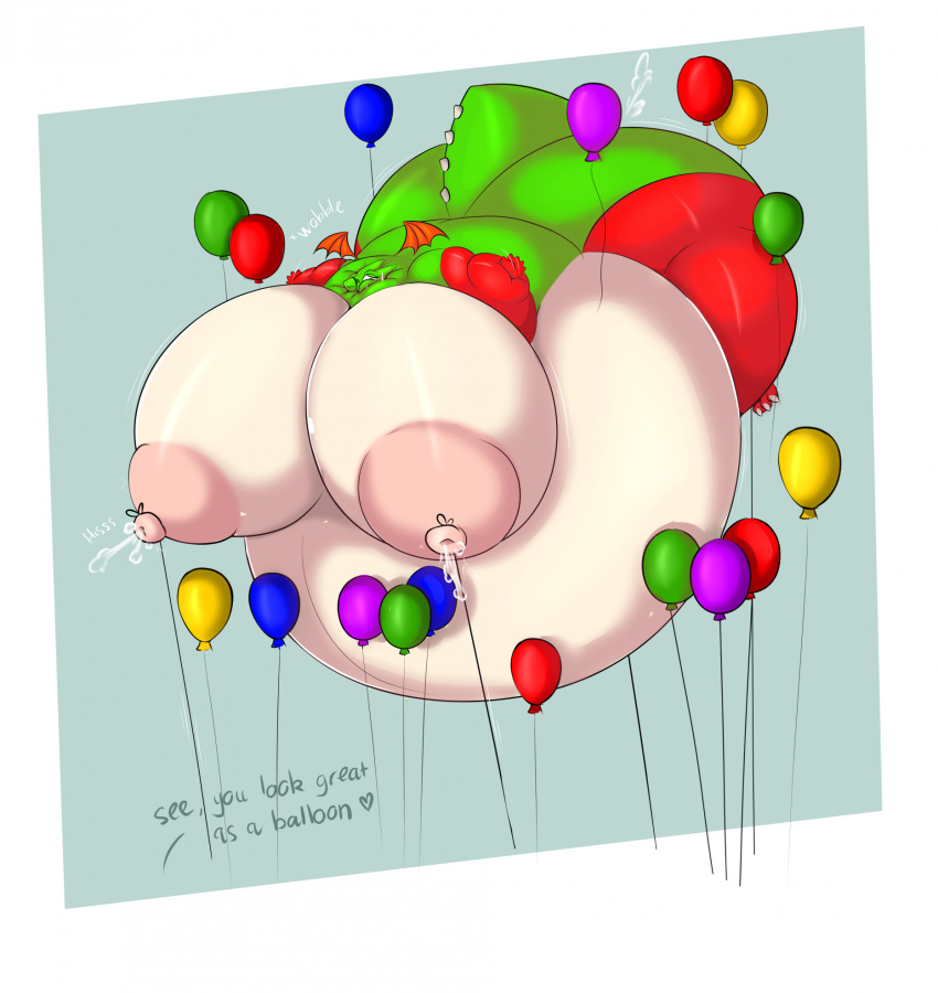 air_inflation anthro balloon bandai_namco belly belly_expansion belly_inflation big_belly big_breasts breast_expansion breasts dig_dug digital_media_(artwork) dragon dragonfron expansion female fygar hi_res huge_breasts hyper hyper_belly inflatable inflation inflation_fetish nipples nude puffy_nipples reptile scalie simple_background solo tail thick_thighs wings