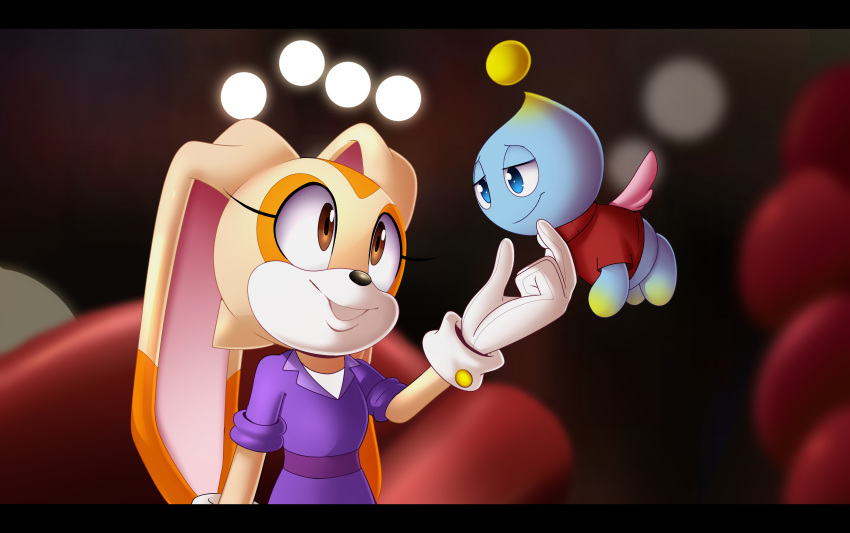 apinkgrape blue_eyes chao_(sonic) cheese_the_chao chip_'n_dale_rescue_rangers clothed clothing cream_the_rabbit disney duo female gloves half-closed_eyes handwear hi_res lagomorph larger_female leporid loving_gaze male male/female mammal narrowed_eyes parody rabbit red_clothing red_shirt red_topwear romantic romantic_couple sega shirt size_difference smaller_male sonic_the_hedgehog_(series) topwear