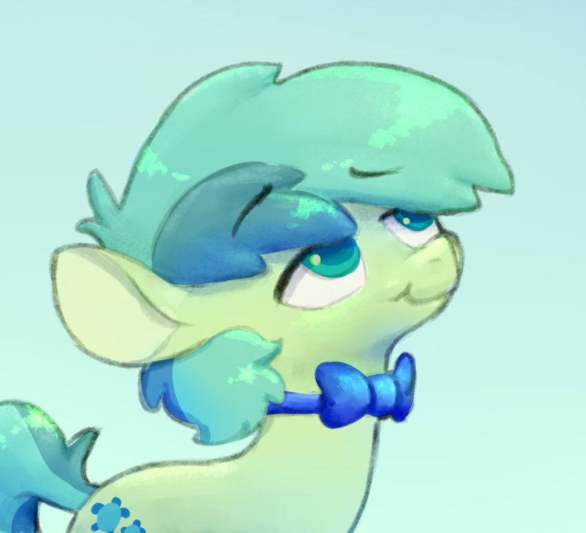 2019 cutie_mark earth_pony equid equine eyebrows feral friendship_is_magic green_background green_body green_eyes green_tail hasbro hi_res horse male mammal my_little_pony pony ribbons sandbar_(mlp) simple_background smile solo swerve-art
