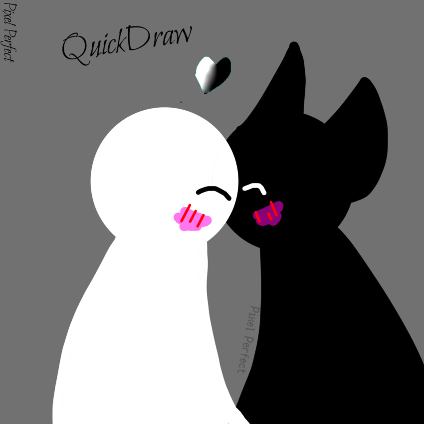 black_body black_skin blob_creature blush bob_(friday_night_funkin) duo female friday_night_funkin' hi_res horn ibispaintx kissing male opheebop outdated pixcellperfect_(artist) quick_draw simple_coloring watermark white_body white_skin