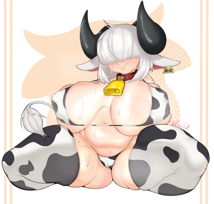 absurd_res animal_humanoid animal_print big_breasts biped bovid bovid_humanoid bovine bovine_humanoid breasts cattle_humanoid clothed clothing cow_print cowbell ear_tag female hair hair_over_eyes hi_res horn horned_humanoid humanoid klebo mammal mammal_humanoid solo tail tail_tuft tailed_humanoid thick_thighs tuft uya_(klebo)