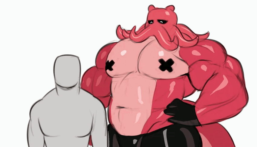 &lt;3 2d_animation abs animated anthro big_muscles big_pecs bouncing_pecs cephalopod clothed clothing coleoid cutie_mark dirtymache duo hasbro holding_partner huge_muscles human human_on_anthro interspecies larger_anthro larger_male male male/male mammal marine mollusk muscular muscular_anthro muscular_male my_little_pony navel no_sound octopodiform octopus pec_play pec_smothering pecs red_body short_playtime size_difference smaller_human smaller_male tentacle_grab tentacle_maw tentacles topless topless_male x_nipples