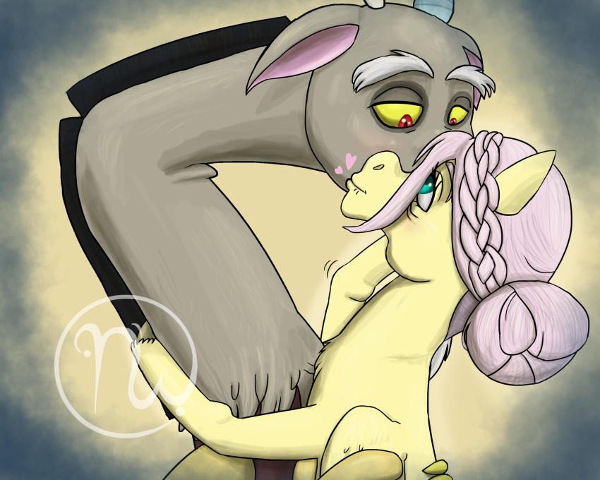 &lt;3 2022 2_horns age_difference aged_up anthro artist_logo black_hair blue_horn blush braided_hair braided_mane brown_body brown_fur chest_tuft chimera cloven_hooves colored digital_drawing_(artwork) digital_media_(artwork) discord_(mlp) draconequus duo ears_down embrace equid equine eye_contact eyebrows eyelashes facial_hair feathered_wings feathers female feral fingers fluffy fluttershy_(mlp) folded_wings friendship_is_magic fur grey_body grey_fur hair half-closed_eyes hand_on_back hasbro hi_res hooves horn hug interspecies kissing kissing_cheek logo looking_at_another love male male/female mammal mane mature_anthro mature_female mature_feral mature_male motion_lines multicolored_body multicolored_fur my_little_pony narrowed_eyes old older_male pegasus pink_hair pink_inner_ear pink_mane pivoted_ears red_eyes romantic romantic_couple simple_background skywater teal_eyes tuft white_eyebrows white_facial_hair white_goatee white_horn wings wrinkles yellow_background yellow_body yellow_fur yellow_hooves yellow_sclera younger_female