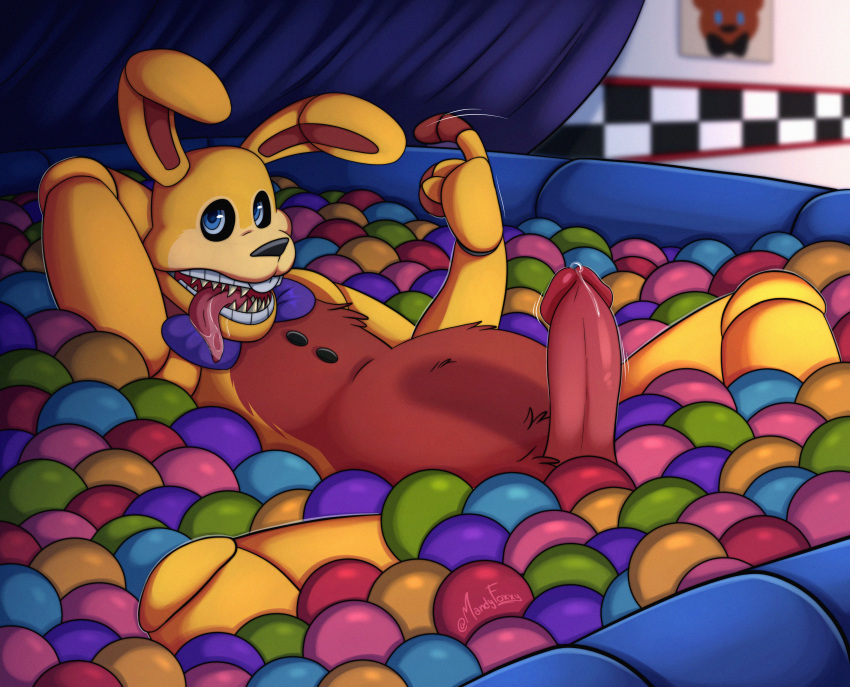 absurd_res animatronic anthro big_penis five_nights_at_freddy's genitals hi_res lagomorph leporid machine male mammal mandyfoxy penis rabbit robot scottgames solo spring_bonnie_(fnaf) tongue tongue_out video_games