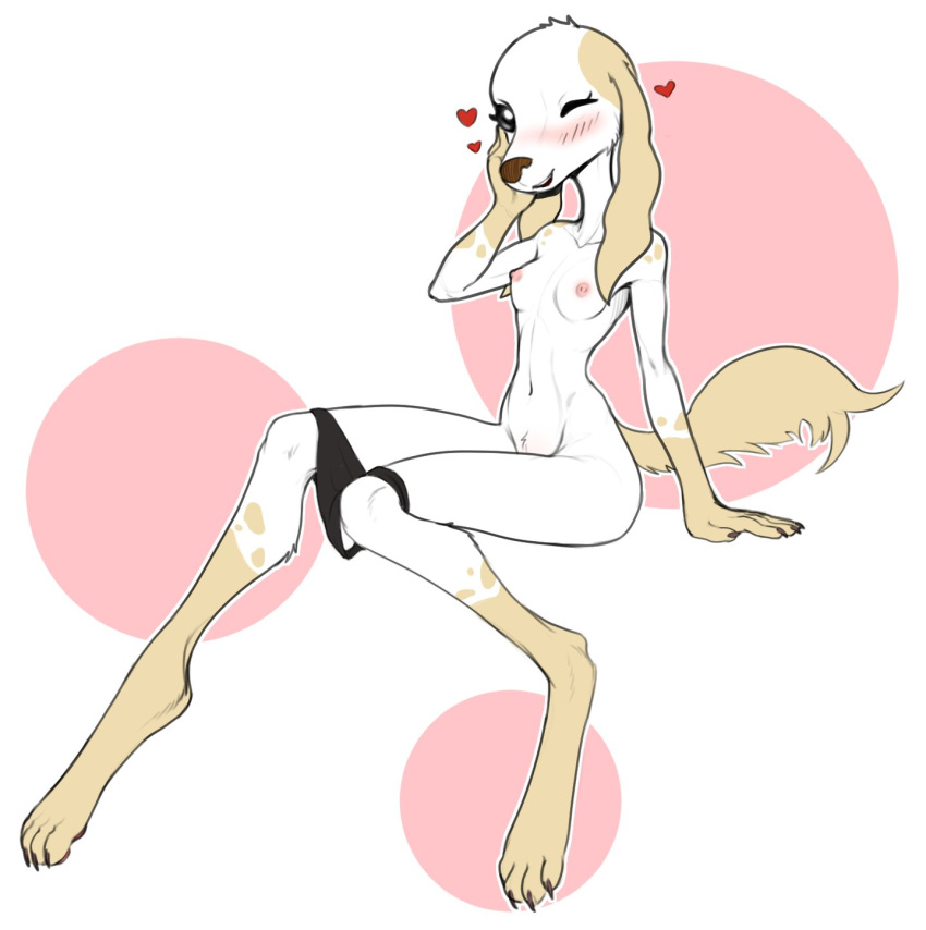 &lt;3 2020 aggressive_retsuko anthro black_clothing black_panties black_underwear blush borzoi breasts canid canine canis clothed clothing domestic_dog female full-length_portrait fur gloves_(marking) hi_res hunting_dog inui_(aggressive_retsuko) leg_markings long_ears mammal markings mostly_nude nipples one_eye_closed panties panties_around_legs panties_down partially_clothed portrait sanrio sighthound sitting socks_(marking) solo underwear underwear_down w4g4 white_body white_fur wink