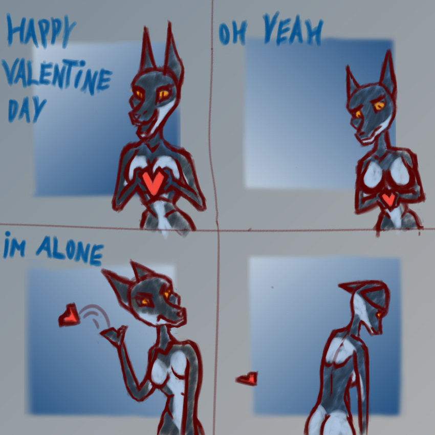 anthro canid canine canis colored digital_drawing_(artwork) digital_media_(artwork) female hi_res holidays jackal mammal sad sketch solo synth_(disambiguation) synthetic the_dark_skull valentine's_day