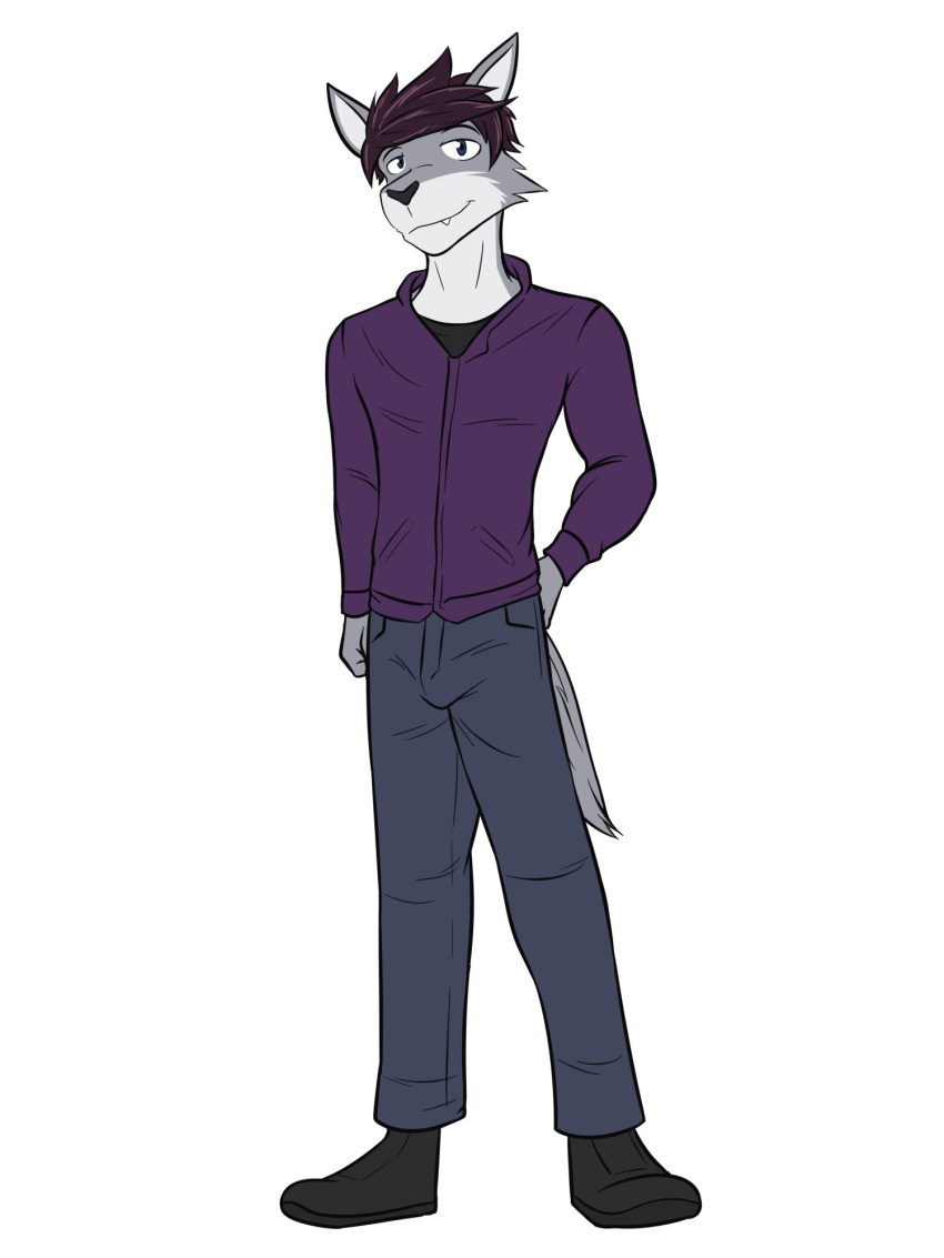 alternate_species anthro bottomwear canid canine canis clothed clothing footwear full-length_portrait fully_clothed furrification fuze hi_res hoodie male mammal pants portrait sebastian_(stardew_valley) shoes simple_background solo stardew_valley topwear white_background wolf