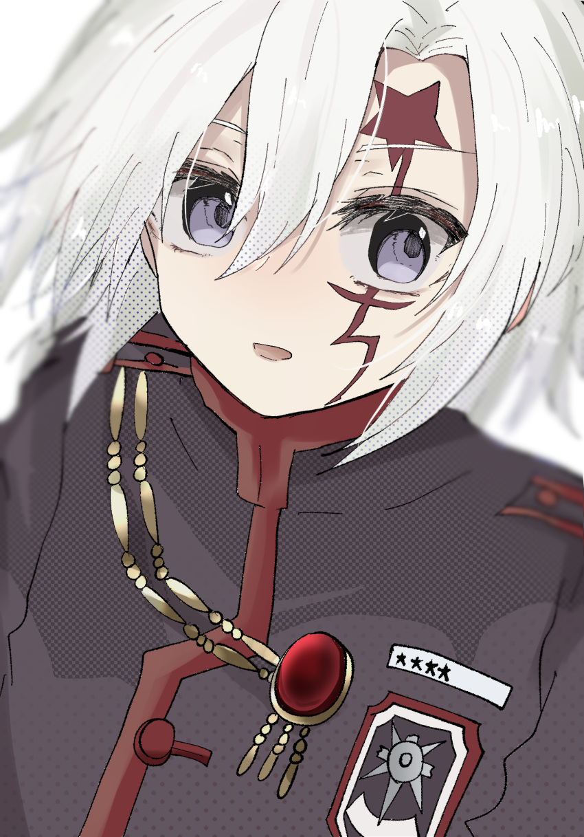 allen_walker black_order_uniform blue_eyes d.gray-man facial_mark highres male_focus user_mzja8354 white_hair