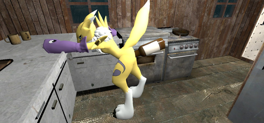 3d_(artwork) anal anal_penetration andromorph anthro appliance bandai_namco bottle bottle_in_ass bottle_insertion bowl bush_(disambiguation) canid canine container cooking_pot digimon digimon_(species) digital_media_(artwork) female female_focus full-length_portrait fur garry's_mod humanoid improvised_dildo improvised_sex_toy inside intersex island_(kitchen) kitchen kitchen_appliance mammal multicolored_body multicolored_fur oven pan penetration portrait raised_tail renamon screencap silvercrossbow solo standing two_tone_body two_tone_fur wall_(structure) window wood_floor wood_wall yin_yang